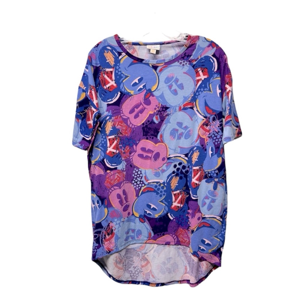 LuLaRoe x Disney mickey mouse Minnie Irma top purple multicolor sz XXS